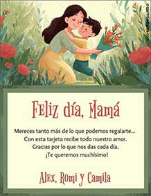 Tarjeta de D�a de la Madre personalizable. Flores para mam�, 