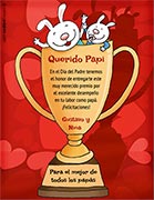 Tarjetas para imprimir de Da del Padre. Premio al mejor pap