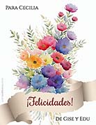 Tarjeta de Felicitaciones personalizable. Ramo de flores, 