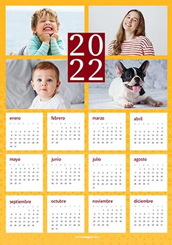 Tarjetas de Navidad para imprimir. Calendario 2022 - para 4 fotos