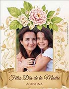 Tarjeta de Día de la Madre personalizable. Marco floral vintage, 
