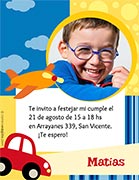 Tarjetas de invitacin para imprimir. Auto y avioncito