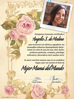 Tarjeta de Da de la Madre personalizable. Certificado a la mejor mam, Frmalo a mano luego de imprimir!