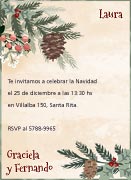 Tarjetas de Invitaciones para imprimir. Ramas navideas