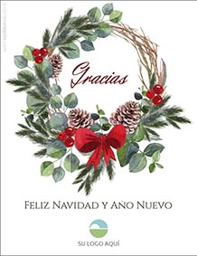 Tarjeta de Da de navidad para imprimir. Corona navidea