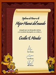 Tarjeta de Da de la Madre personalizable. Diploma a la mejor Mam del mundo, Miniposter