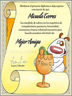 Diploma al mejor amigo