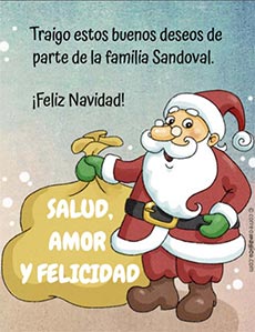 Tarjetas de Navidad para imprimir. Bolsa llena de buenos deseos