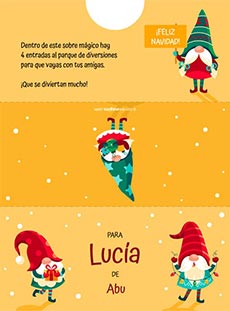 Tarjetas de Navidad para imprimir. Gnomos