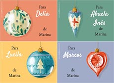 Tarjetas de Navidad para imprimir. Adornos del rbol de Navidad